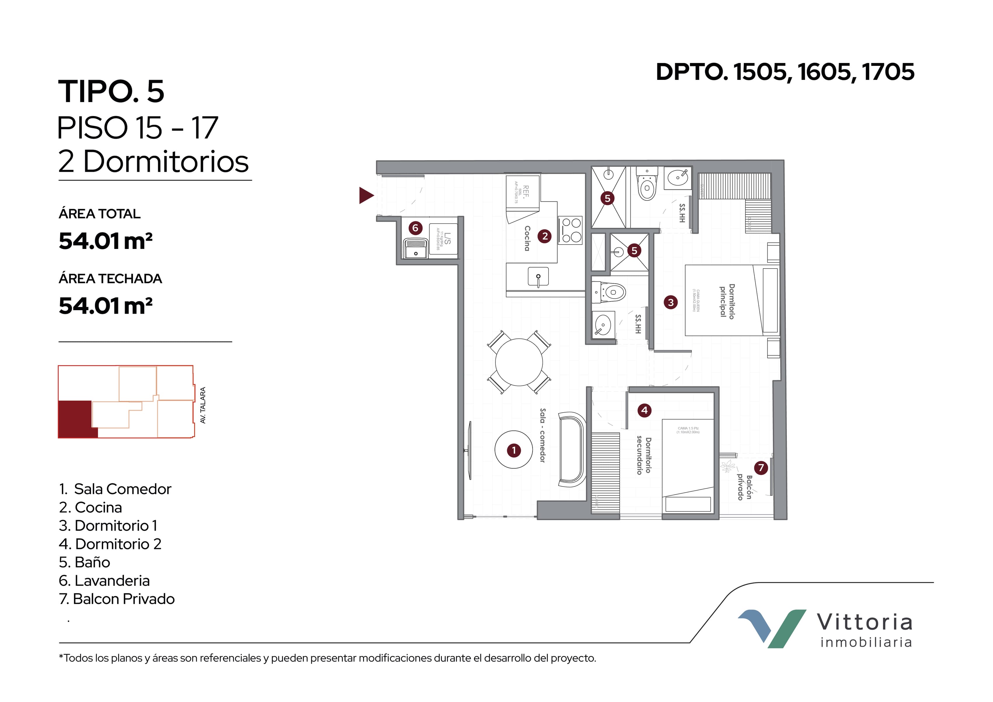 Plano Dpto Tipo 5 - Piso 15-17